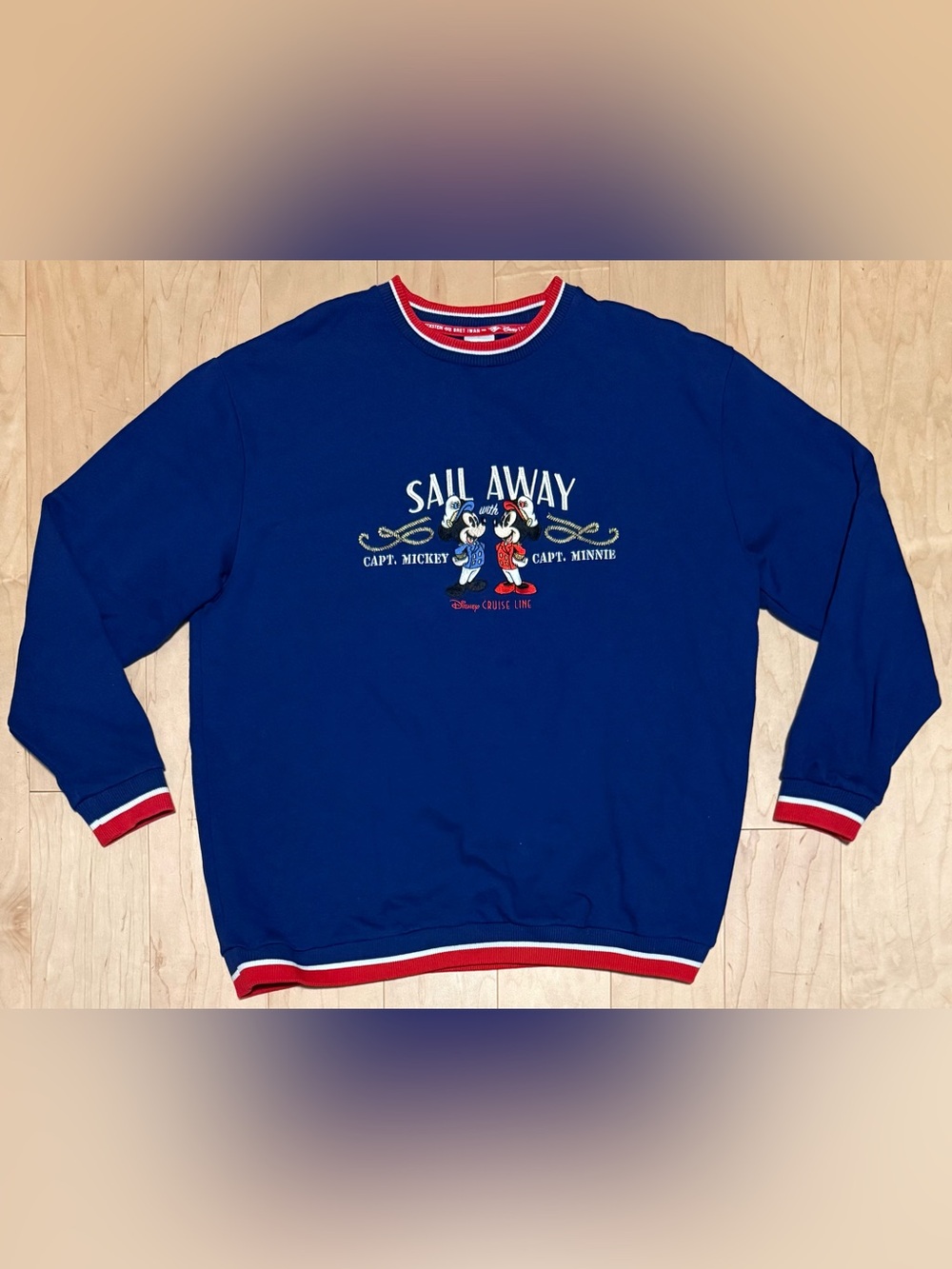 Disney Cruise Line Sail Away Crewneck Sweatshirt Captain Mickey Minnie Mouse XL